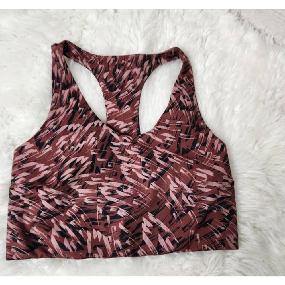 Zella Womens Sport Bra Top Multicolor Leopard Sleeveless Scoop Neck Stretch S